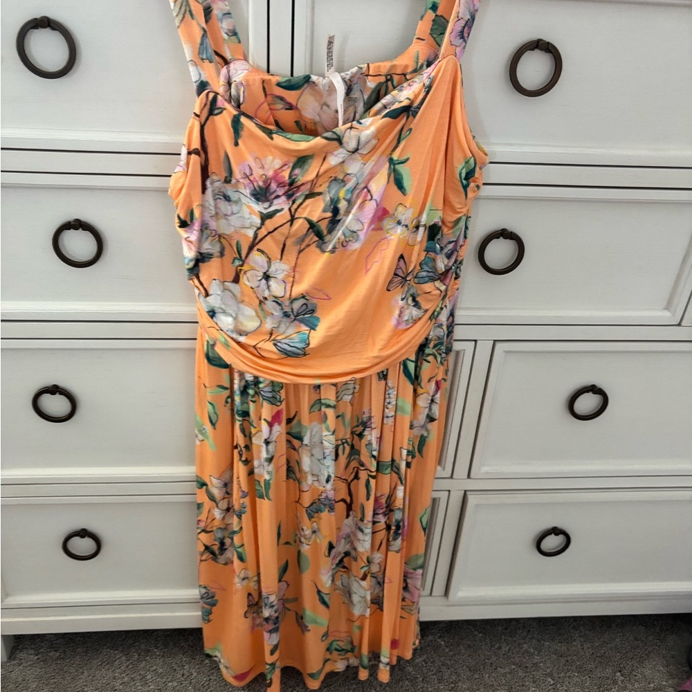 Soma XL peach floral shelf bra short dress